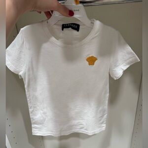 Versace shirt for boys. Size is 4Y and the color is white with good logo.